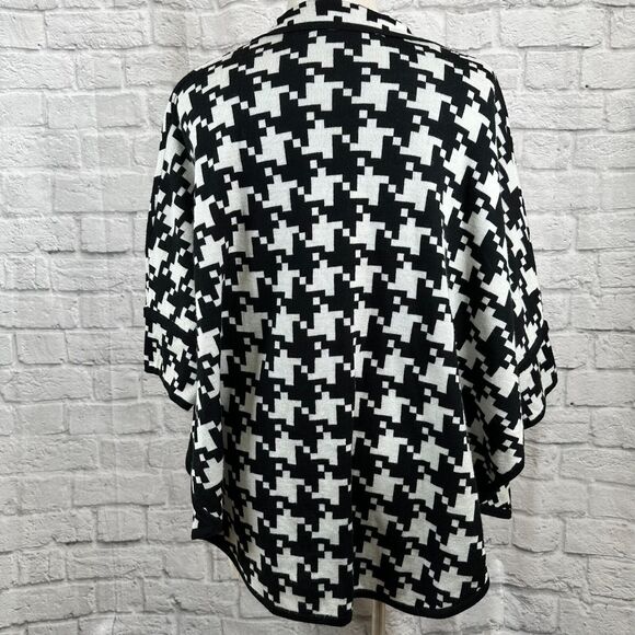 Kasper Separates Women's Large Poncho Short Sleeve Cardigan Houndstooth Casual - Picture 7 of 11